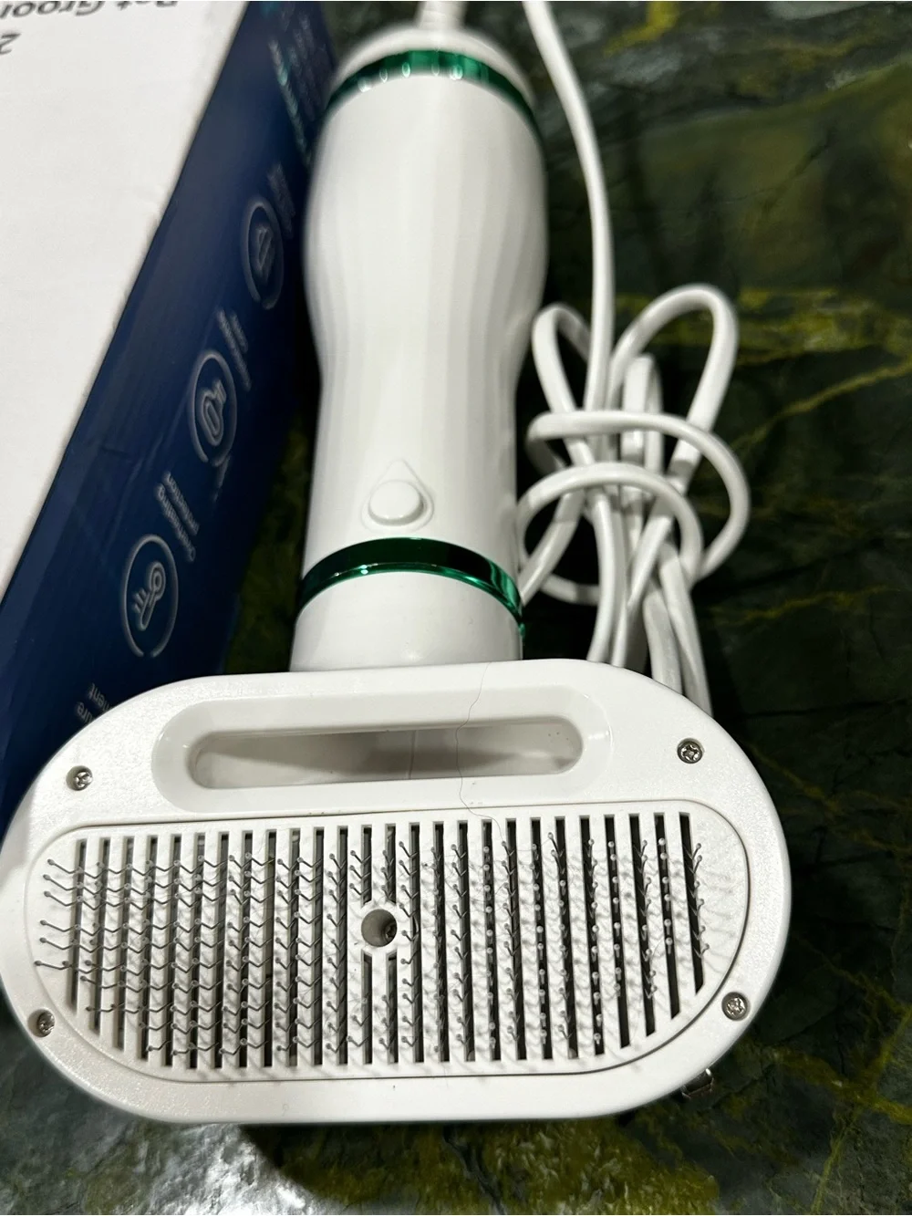 2-in-1 Pet Grooming Dryer Blower With Brush Adjustable Temperature For Dogs Cats